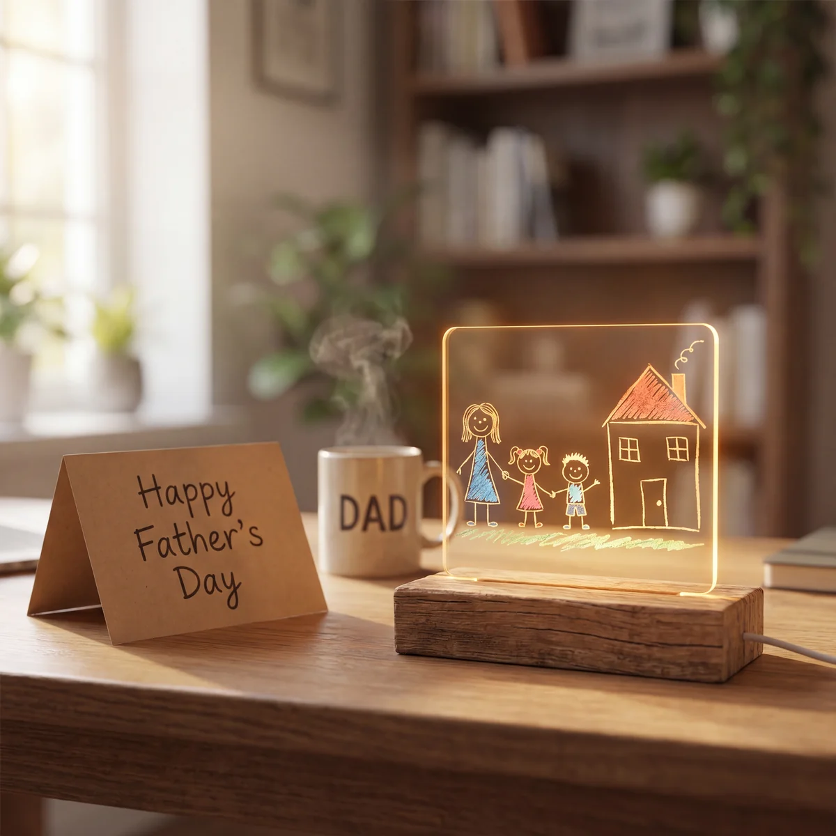 Custom Kids Drawing LED Night Light as a father's day gift for dad.