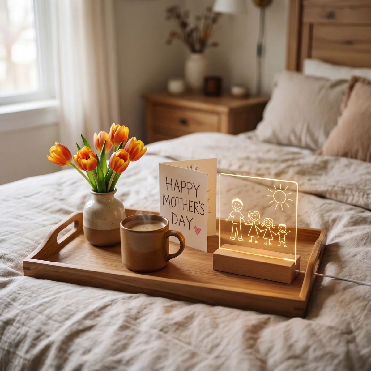 Custom Kids Drawing LED Night Light as a mother's day gift for mom.