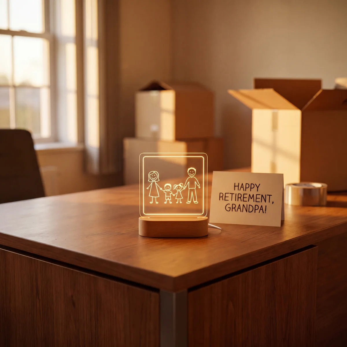 Custom Kids Drawing LED Night Light as a retirement gift for teacher.