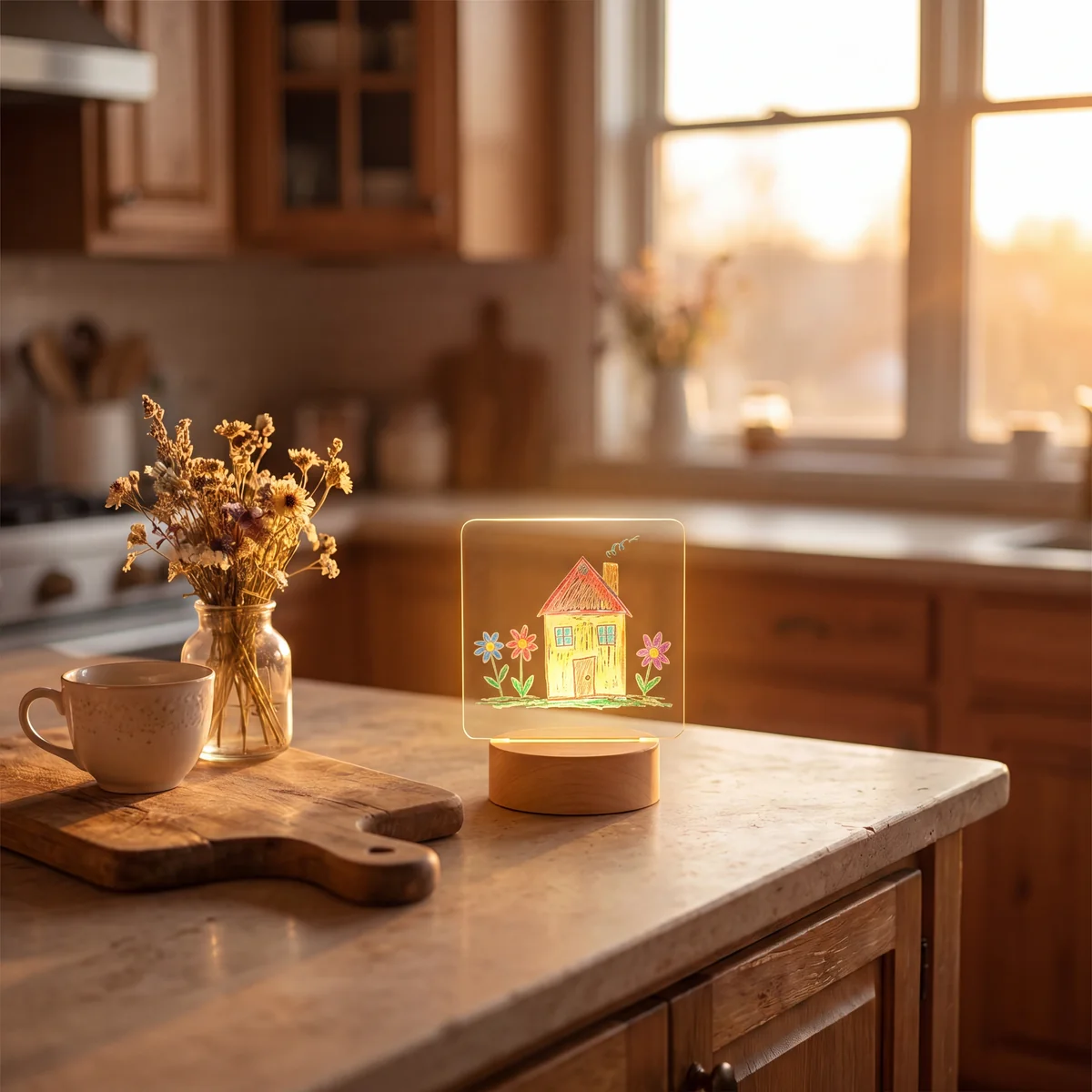 Custom Kids Drawing LED Night Light displayed in your friend's space, a personalized keepsake gift.